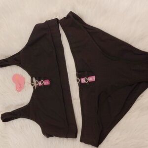 DOLLSKILL SUGAR THRILLZ 1X BLACK/SEQUIN HEARTS LINGERIE SET